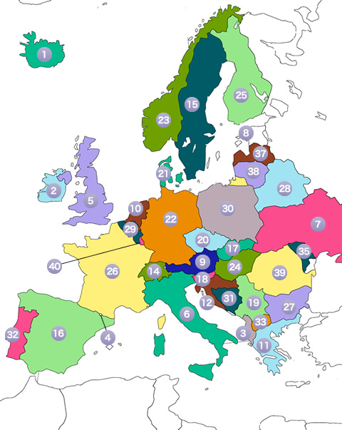 ヨーロッパの地図