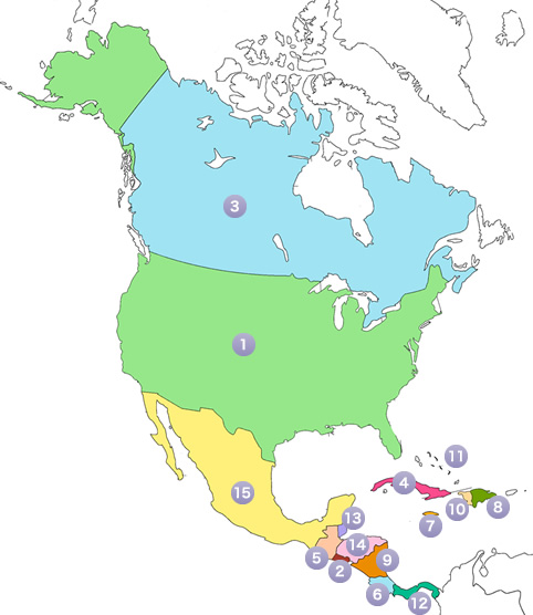 北中米の地図